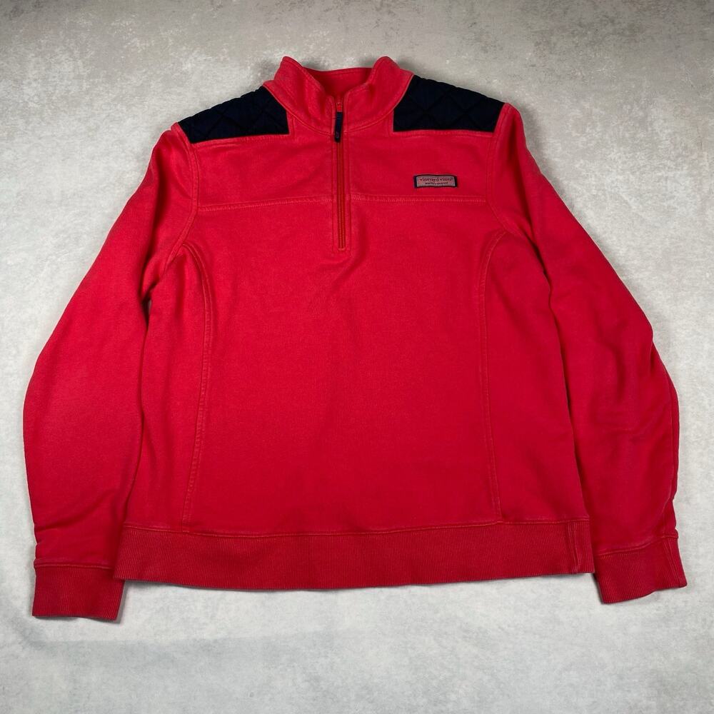 VINEYARD VINES 100% Cotton Mens Medium Quarter Zip Sweatshirt Red